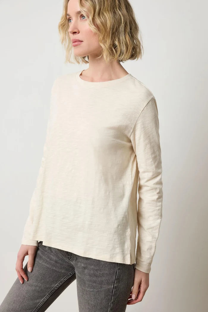 Long Sleeve Boyfriend Tee in Stone - Madison's Niche