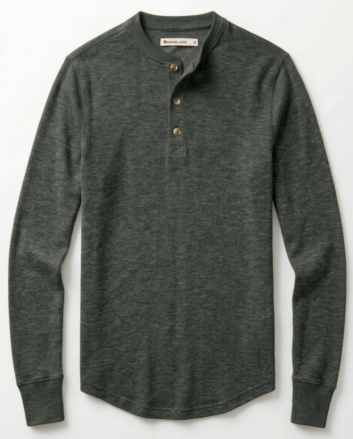 Luxe Jersey Henley in Balsam Green