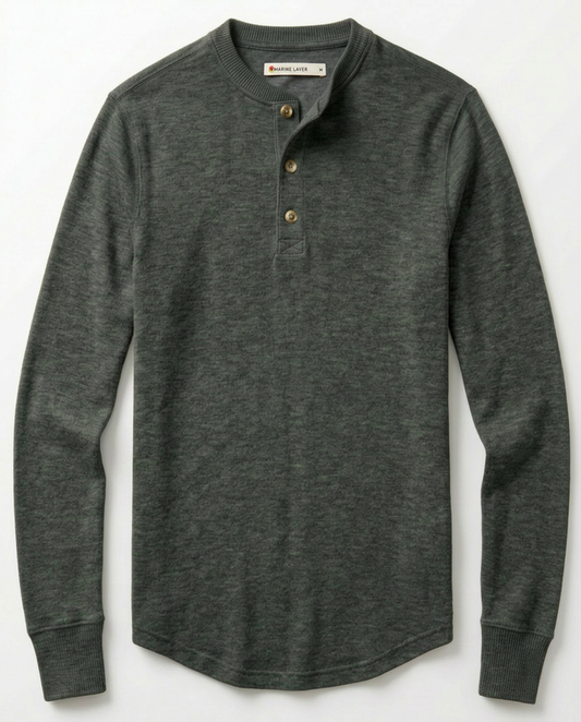 Luxe Jersey Henley in Balsam Green