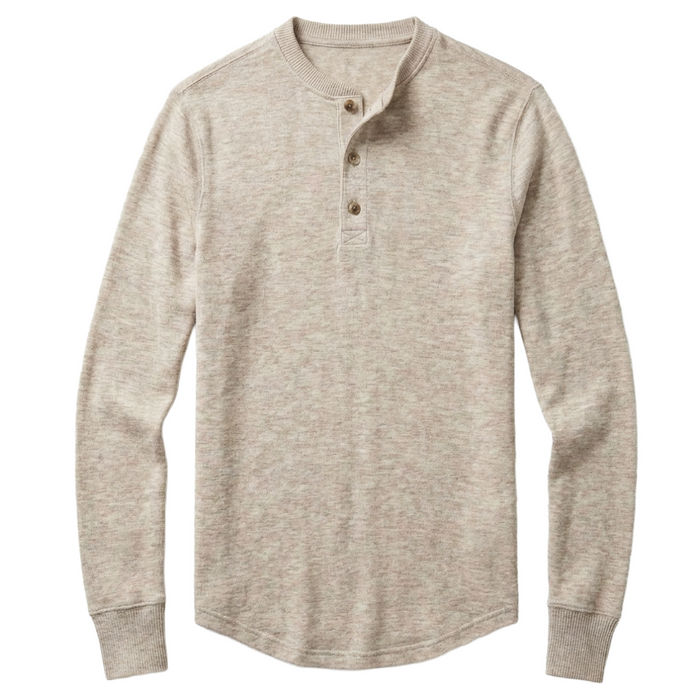Luxe Jersey Henley in Oatmeal Heather
