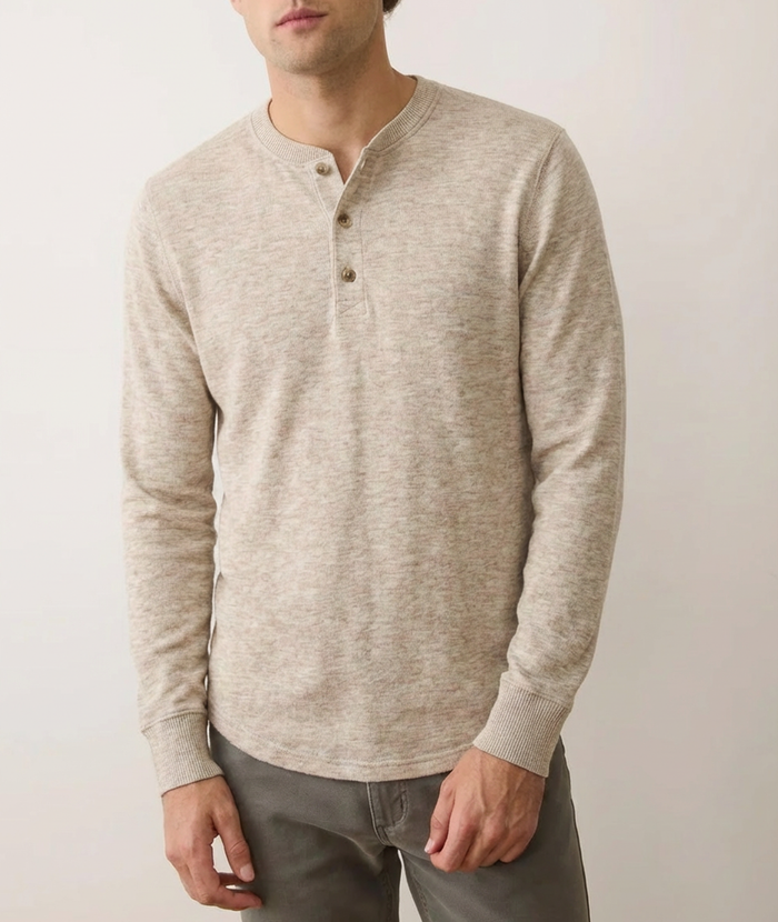 Luxe Jersey Henley in Oatmeal Heather