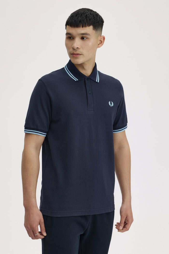 Made In England Twin Tipped Fred Perry Shirt M12 - Navy / Ice
