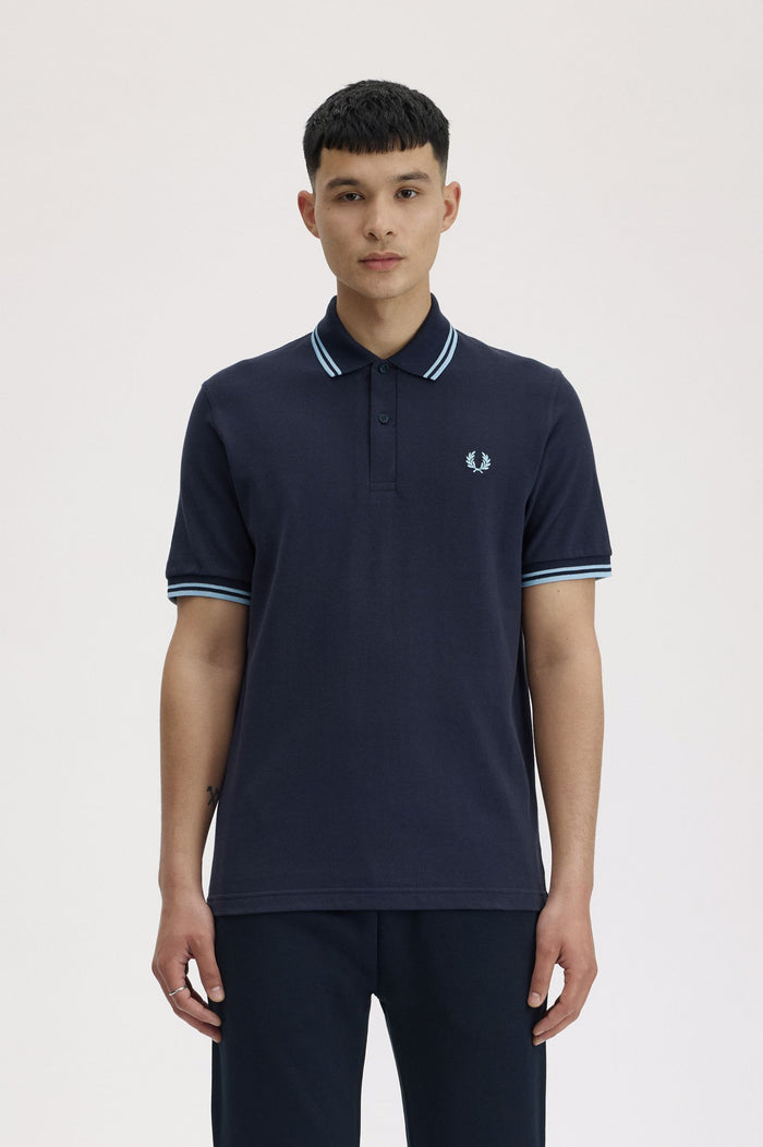 Made In England Twin Tipped Fred Perry Shirt M12 - Navy / Ice
