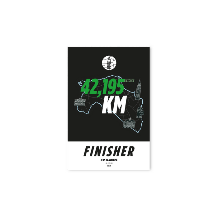 Marathon Groningen - Finisher poster - 42,195 km