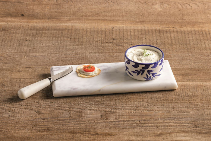 Marble Board With Blue Dip Cup - Madison's Niche