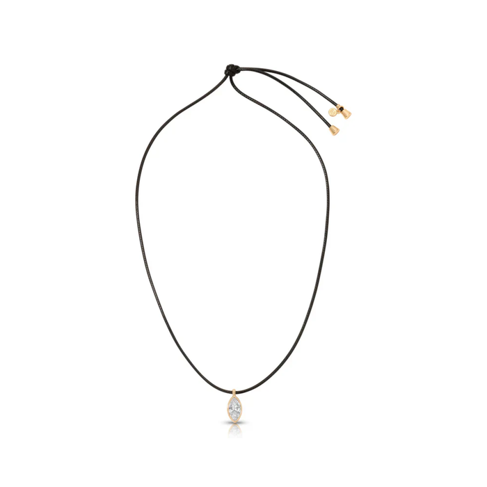 Marquise Crystal Black Cord Necklace