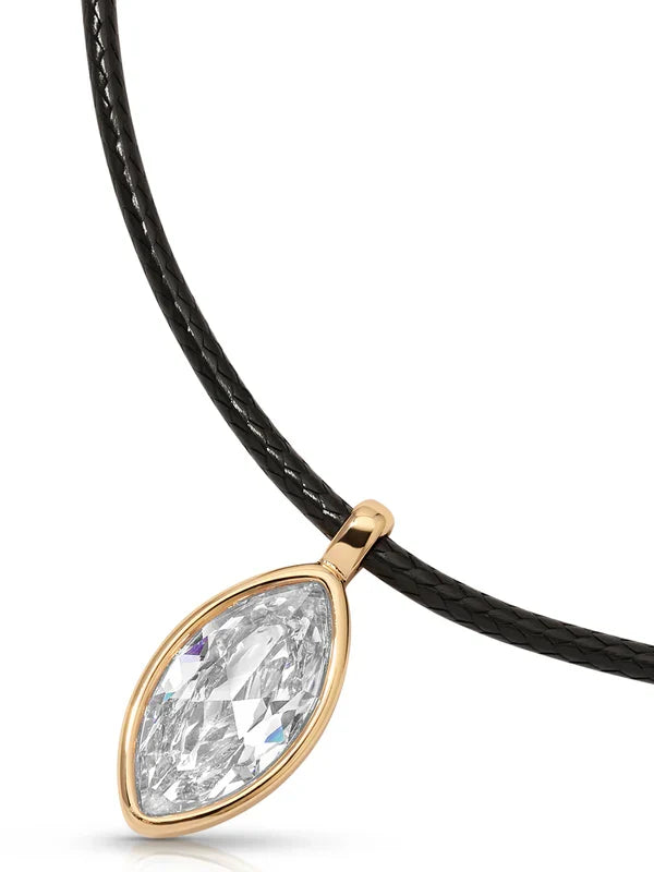 Marquise Crystal Black Cord Necklace