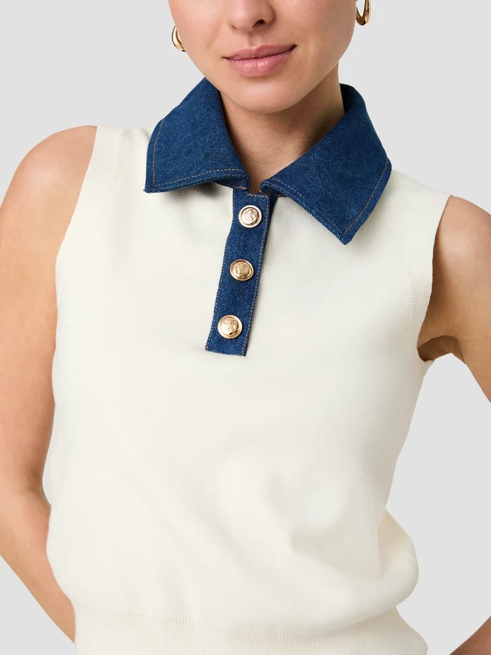 Maxime Denim Collared Vest