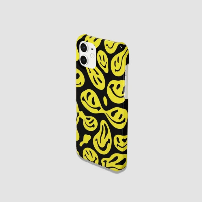 Front view of Melting Smiling Face Case. Edgy street-style aesthetic blending modern pop-art and fun.