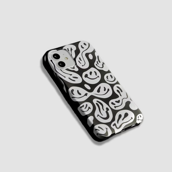 Full view of Melting Smiling Face Case. Playful spirit design with a bold warped smiley for Y2K fashion.