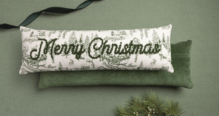 Merry Christmas Toile Pillow