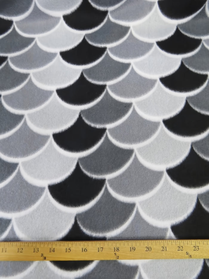 Midnight Fish Scales Fleece Fabric