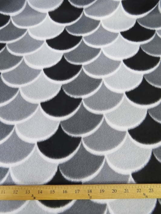 Midnight Fish Scales Fleece Fabric