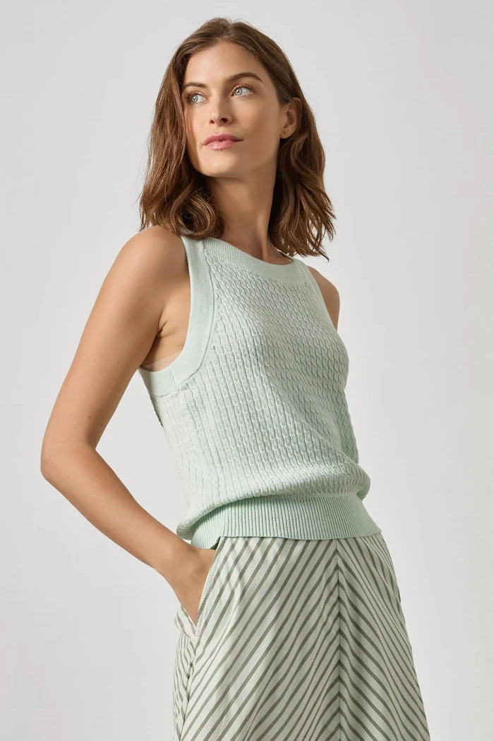 Mini Cable Knit Tank in Mist - Madison's Niche