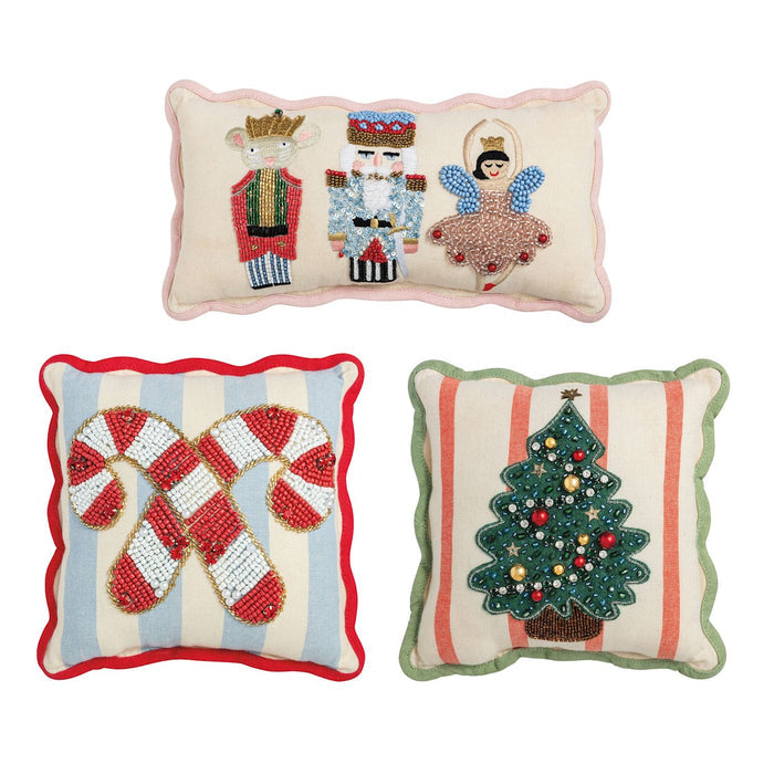 Mini Nutcracker Beaded Pillow