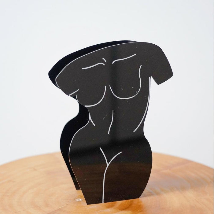 Close-up of Modern Black Body Vase on table, ideal for home decor.