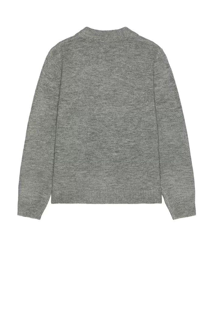 Mohair Whip Stitch Knit Shirt in Grey - Madison's Niche
