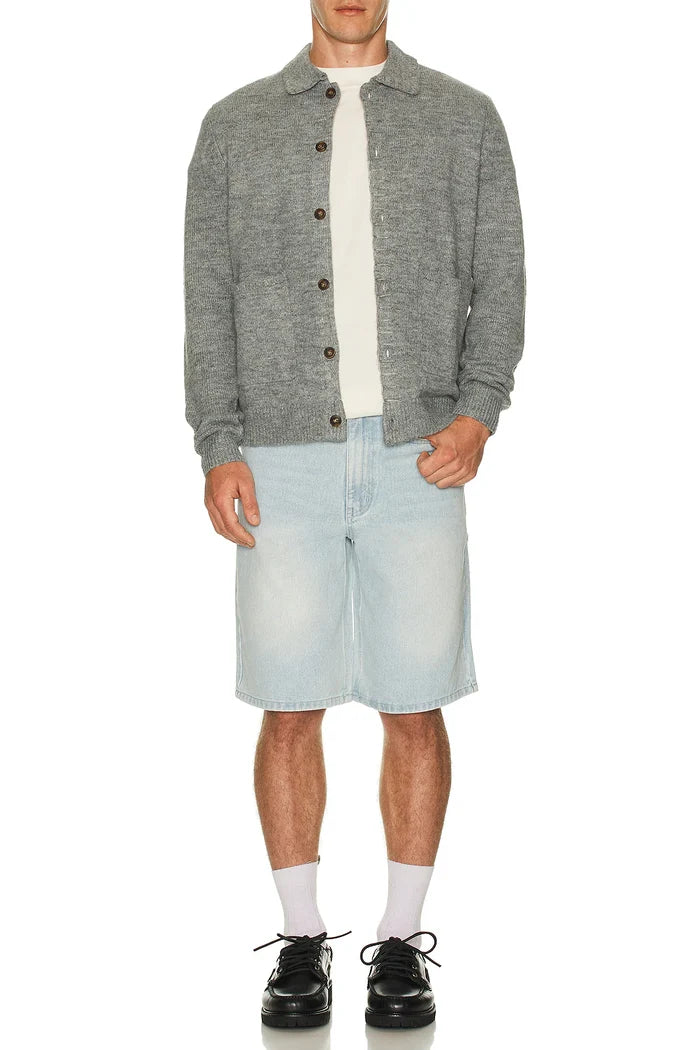 Mohair Whip Stitch Knit Shirt in Grey - Madison's Niche