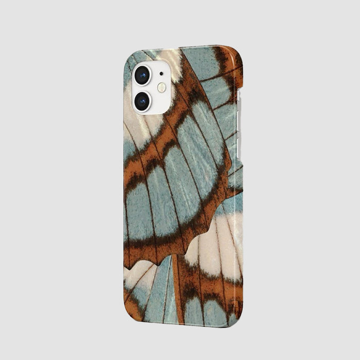 Front view of Morpho Flair Case. Features an iridescent butterfly finish on lightweight durable acrylic.