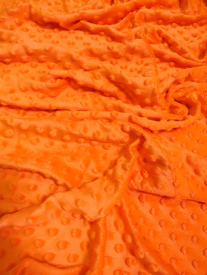 Neon Orange Minky Dimple Dot Baby Soft Fabric / Sold By The Yard
