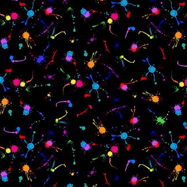 Neon Painted Splash Dots on Black