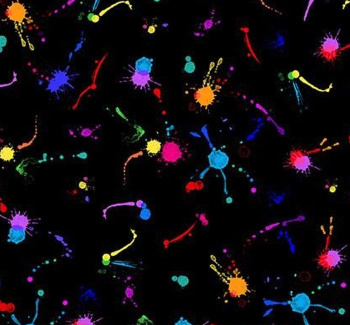 Neon Painted Splash Dots on Black