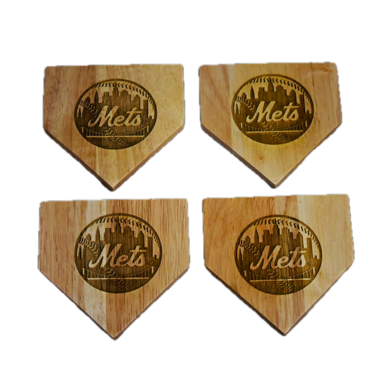 New York Mets Home Plate Wood Coaster - Madison's Niche