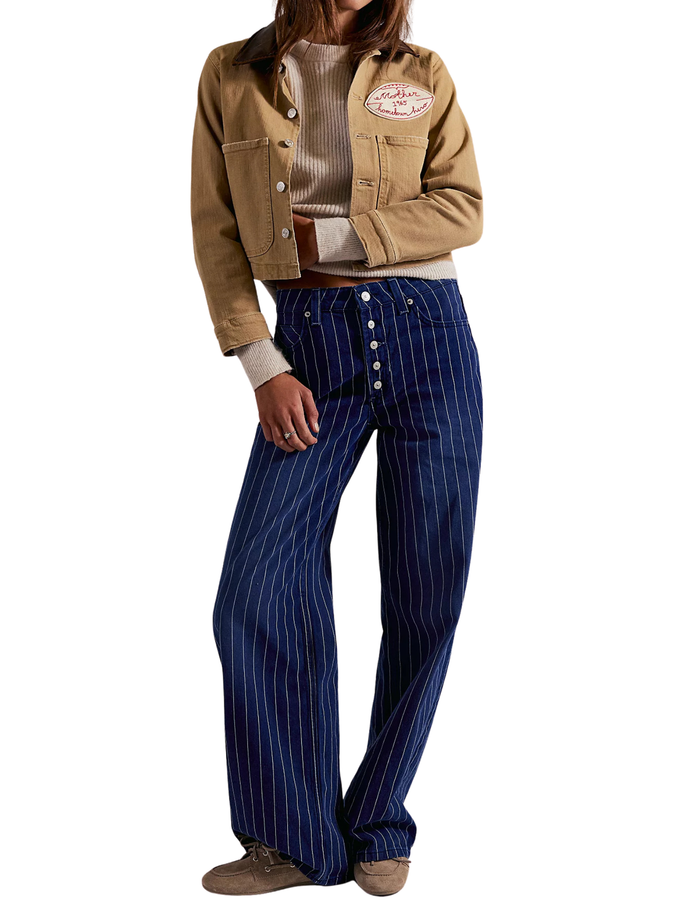 Nia Striped Boyfriend Jeans in Indigo - Madison's Niche