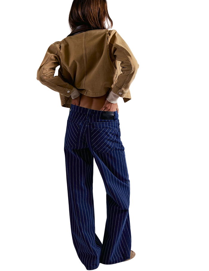 Nia Striped Boyfriend Jeans in Indigo - Madison's Niche