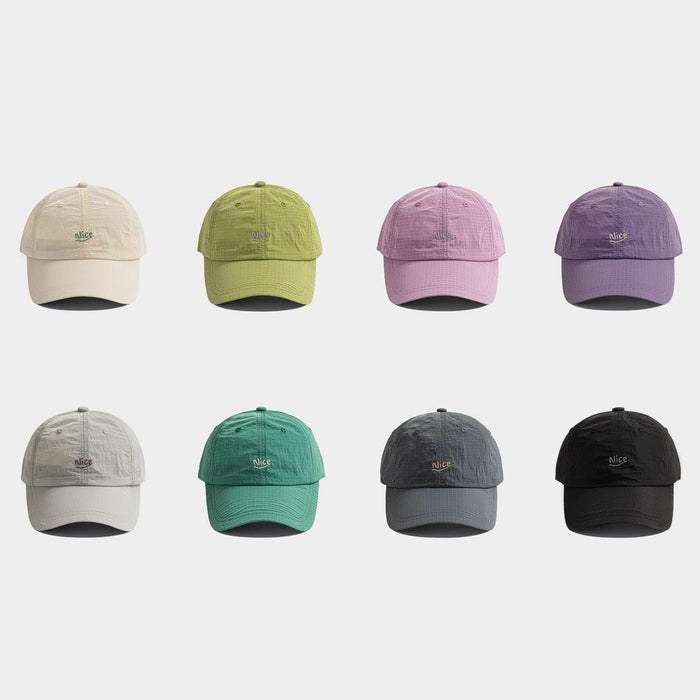 Grid display showing 8 available colors of the lightweight gorpcore style caps.