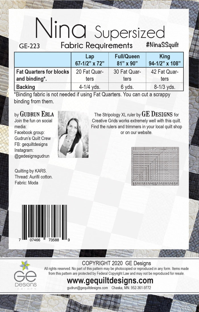Nina Supersized - Fat Quarter Pattern 223