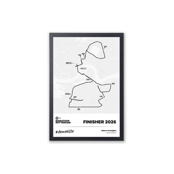 NN Marathon Rotterdam - Framed poster finisher marathon parcours 30x45cm