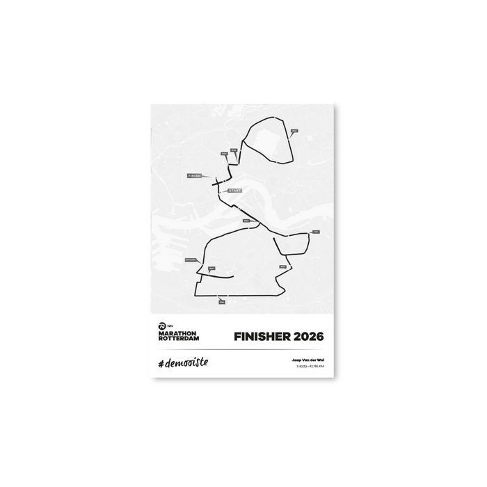 NN Marathon Rotterdam - Poster finisher marathon parcours 30x45cm