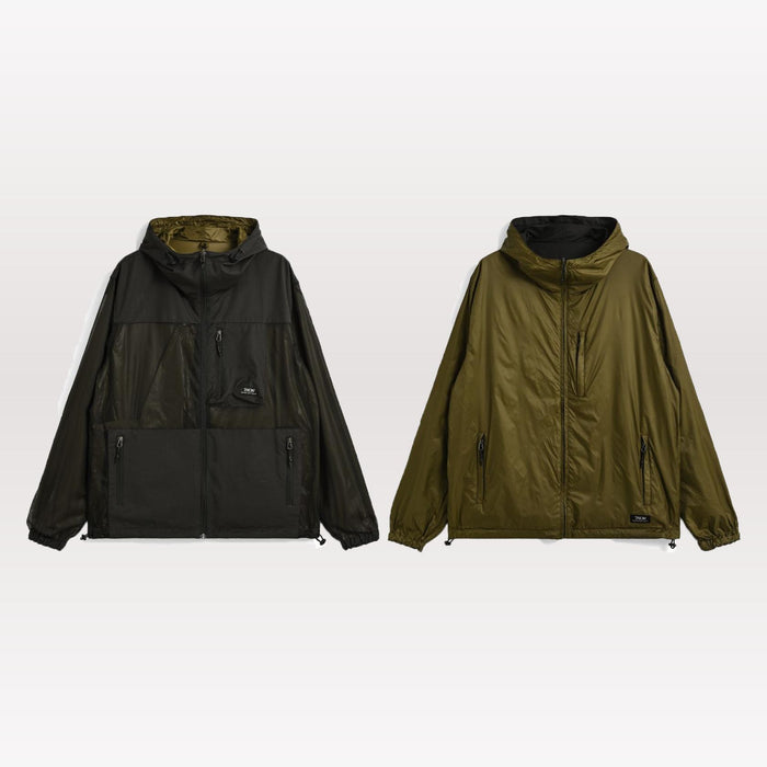 Non Down Mountain Reversible w-Zip Hood Jacket - Black / Olive