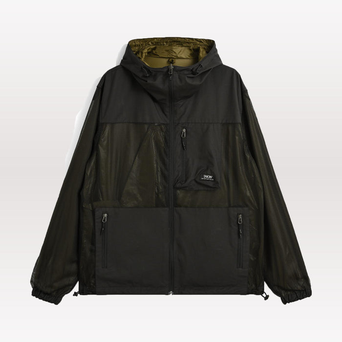 Non Down Mountain Reversible w-Zip Hood Jacket - Black / Olive