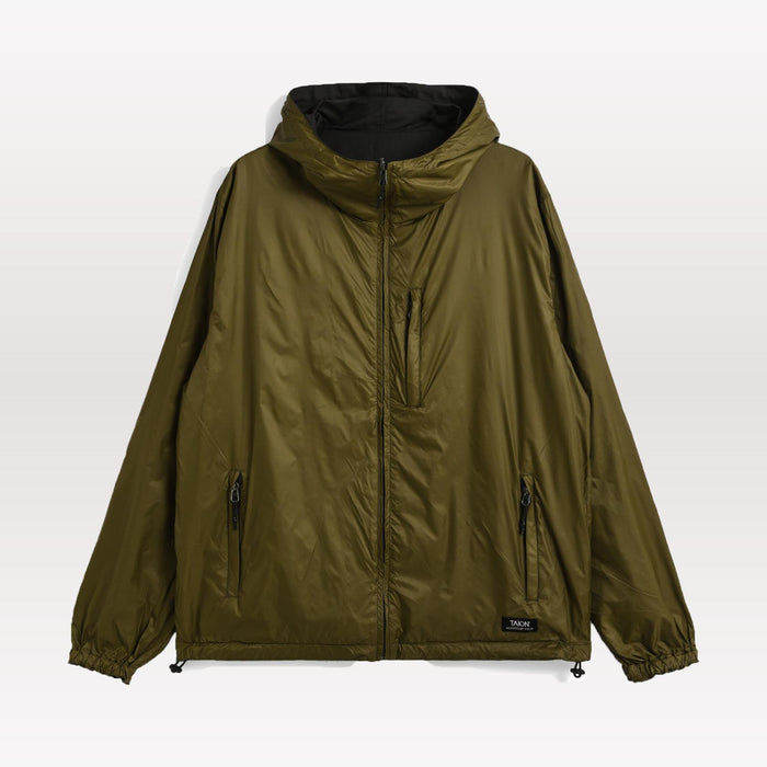 Non Down Mountain Reversible w-Zip Hood Jacket - Black / Olive