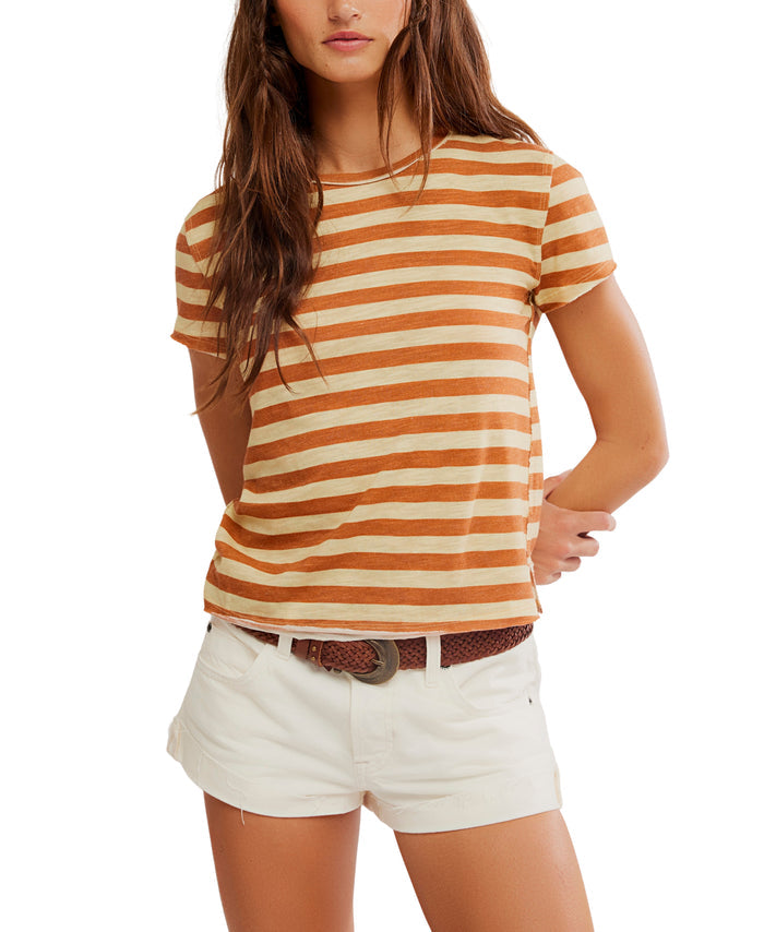 Nora Striped Tee in Mocha - Madison's Niche