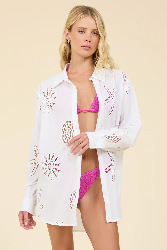 Ocean Eyelet Button Down - Madison's Niche