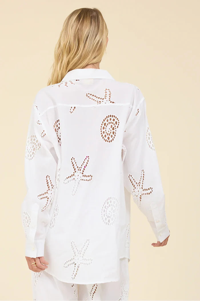 Ocean Eyelet Button Down - Madison's Niche