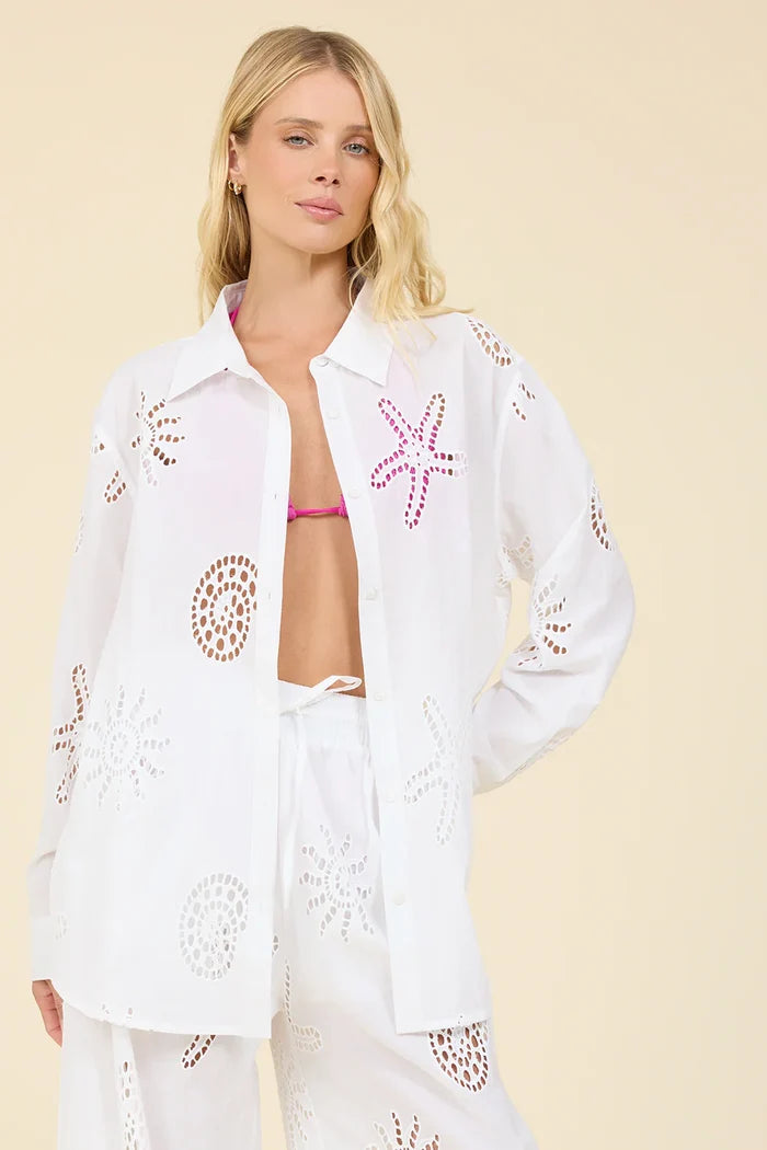 Ocean Eyelet Button Down - Madison's Niche
