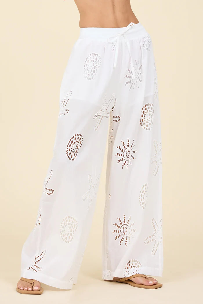 Ocean Eyelet Wide Leg Pant - Madison's Niche