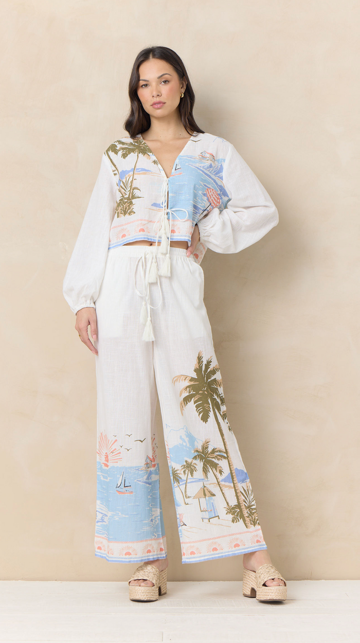 Ocean Print Tie Top