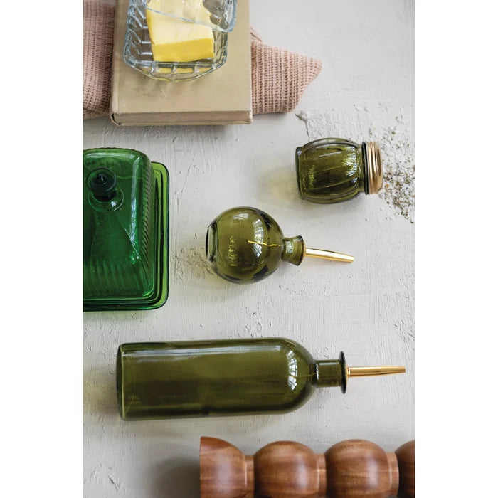 Olive Glass 16oz Oil Cruet - Madison's Niche