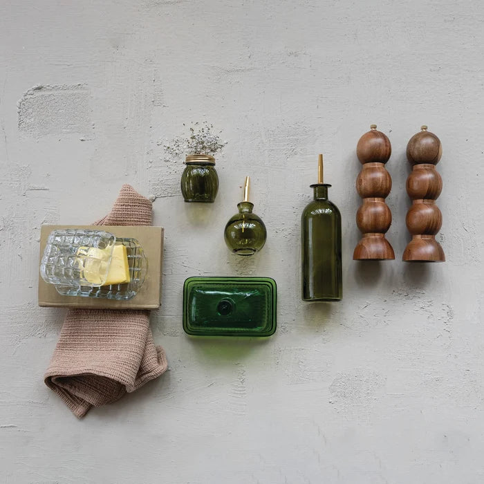 Olive Glass Cheese Shaker - Madison's Niche