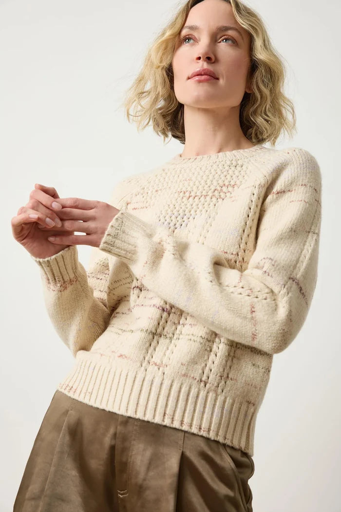 Open Stitch Crewneck Sweater in Eggshell - Madison's Niche