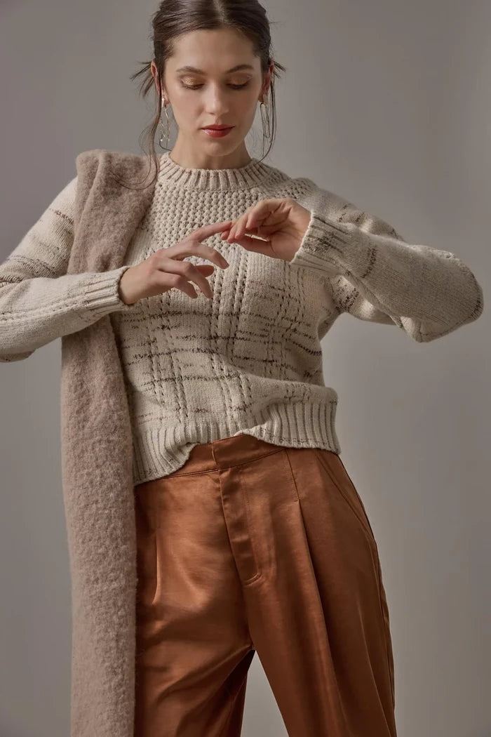 Open Stitch Crewneck Sweater in Eggshell - Madison's Niche