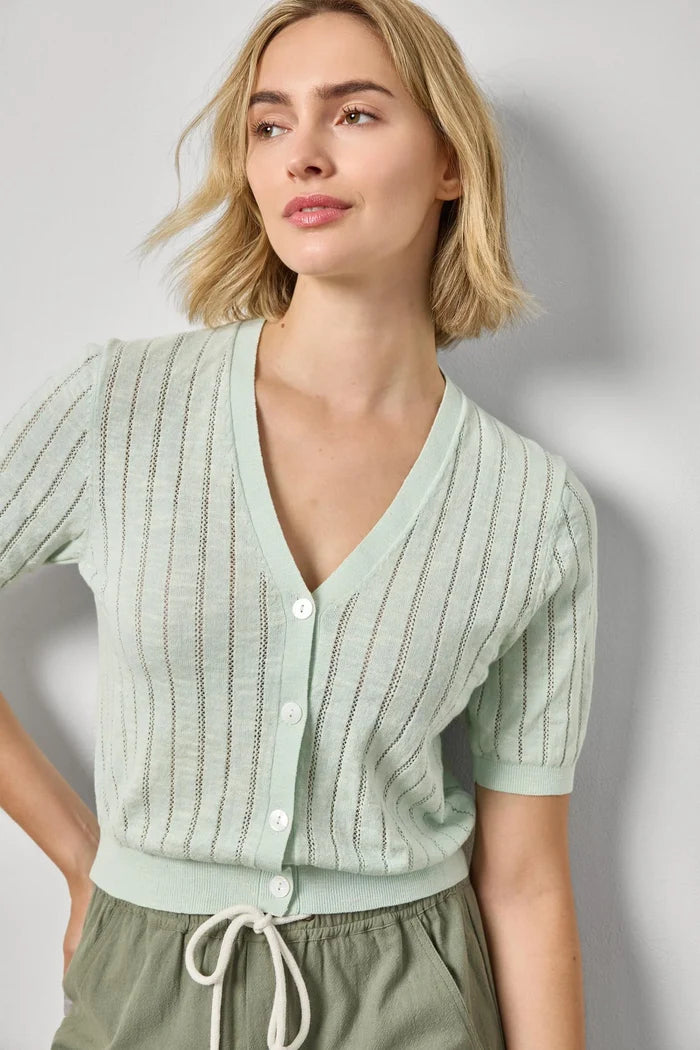 Open Stitch V-Neck Cardigan in Mist - Madison's Niche