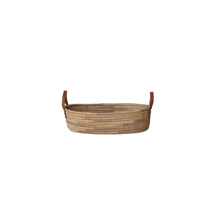 Oval Leather Handle Basket - Madison's Niche