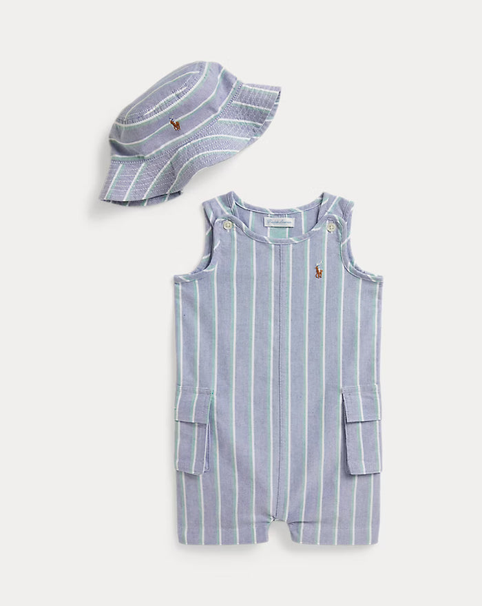 Oxford Striped Shortall & Hat - Madison's Niche