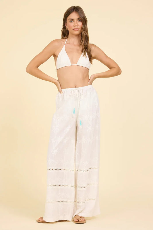 Palm Eyelet Wide Leg Pants - Madison's Niche